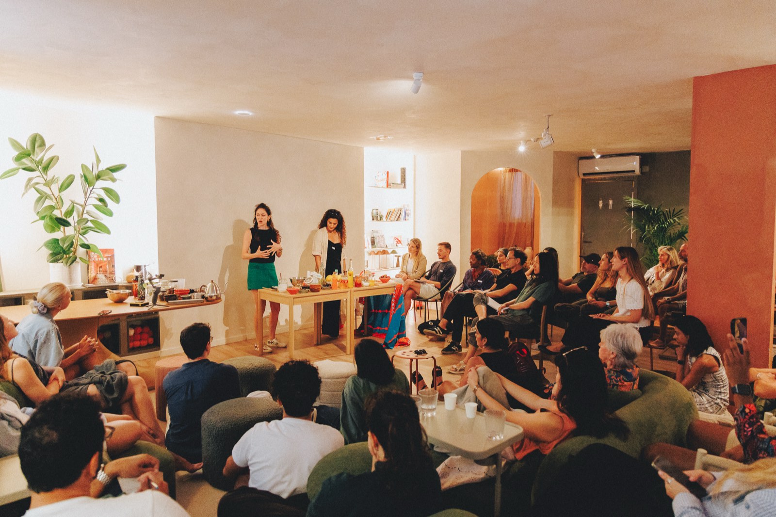 A full room watching Lucy Antrobus give a live fermentation demonstration