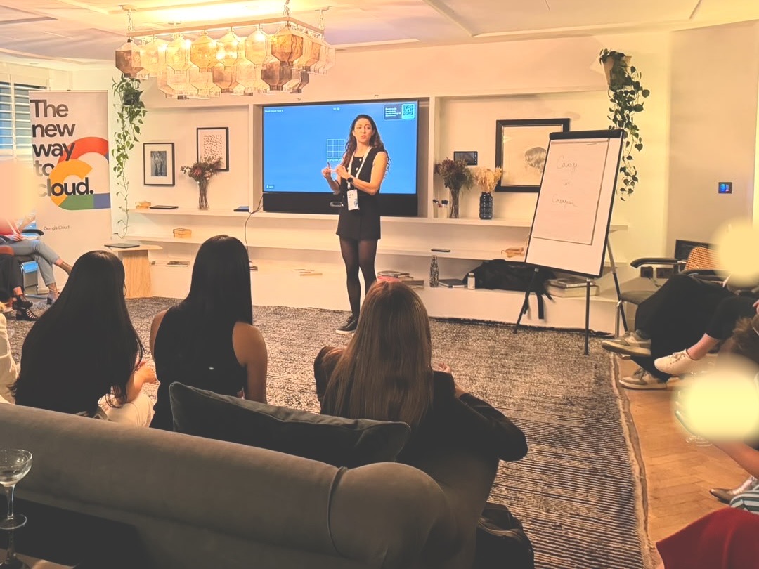 Lucy Antrobus leading a workshop for women tech leaders at Google Cloud